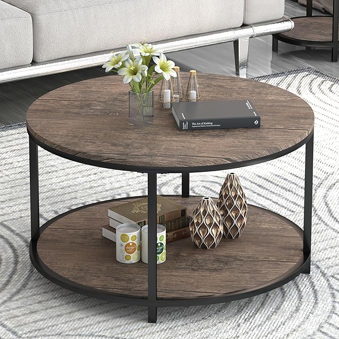 NSdirect Round Coffee Table, 27.5" Small Coffee Table by NSdirect