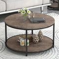 Round Coffee Table, Rustic Wooden Surface Top & Sturdy Metal Legs Industrial by NSdirect