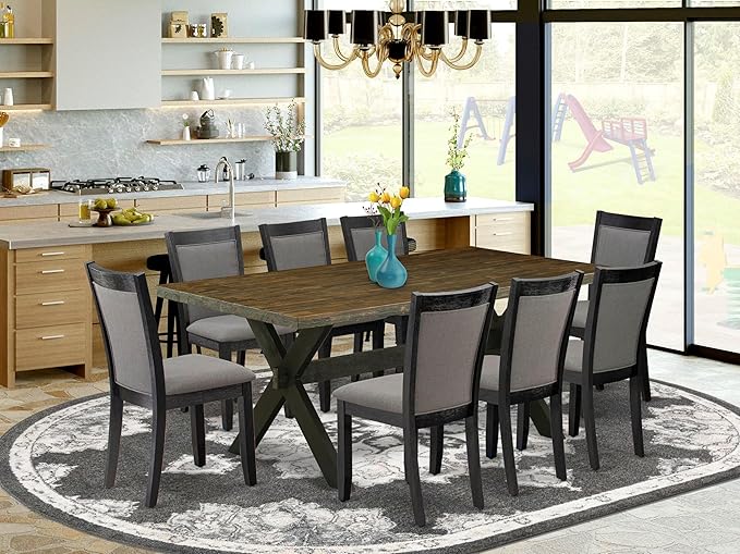 East West Furniture X677MZ650-9 9 Piece Dining Set Includes a Rectangle Dining - Image 2