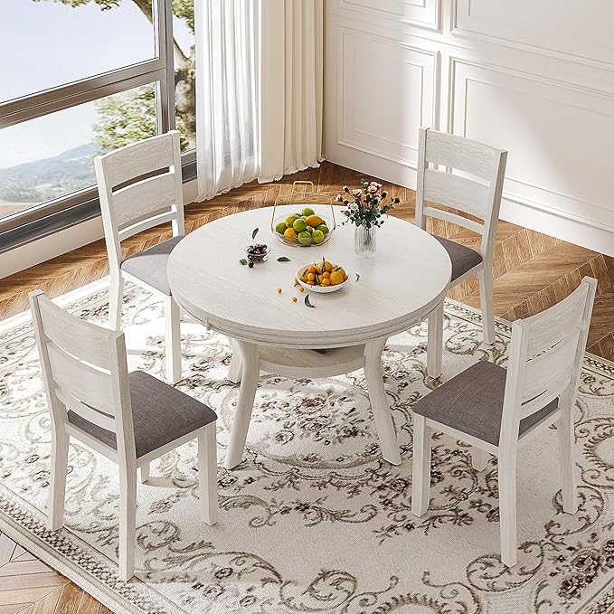 5-Piece Solid Wood Dining Table Set by Peatuk