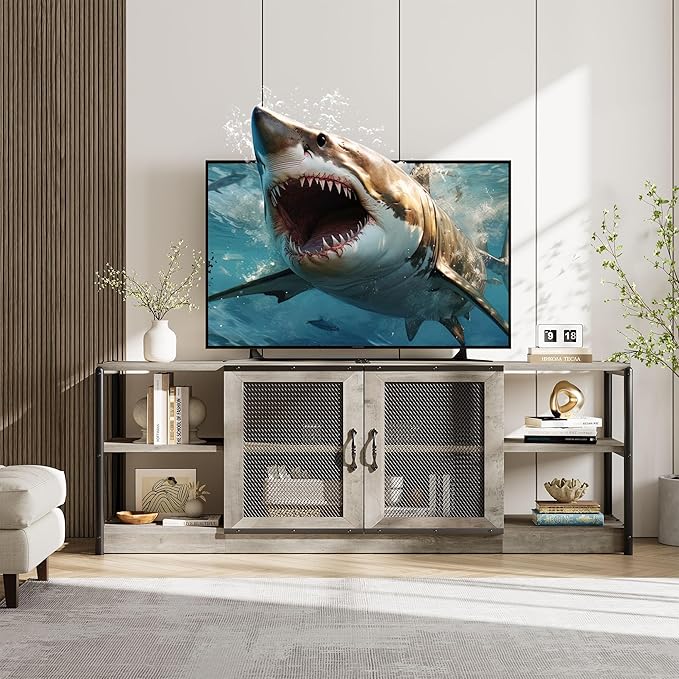 GarveeHome Farmhouse TV Stand for 75/80 Inch TVs, Entertainment Center - Image 9