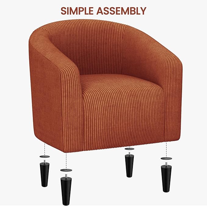 Yaheetech Accent Barrel Chair, Corduroy Fabric Club Chair, Furry Sherpa Elegant - Image 9