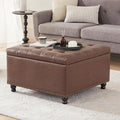 Tbfit Large Square Storage Ottoman Bench, Button Tufted Upholstered Coffee by TBfit