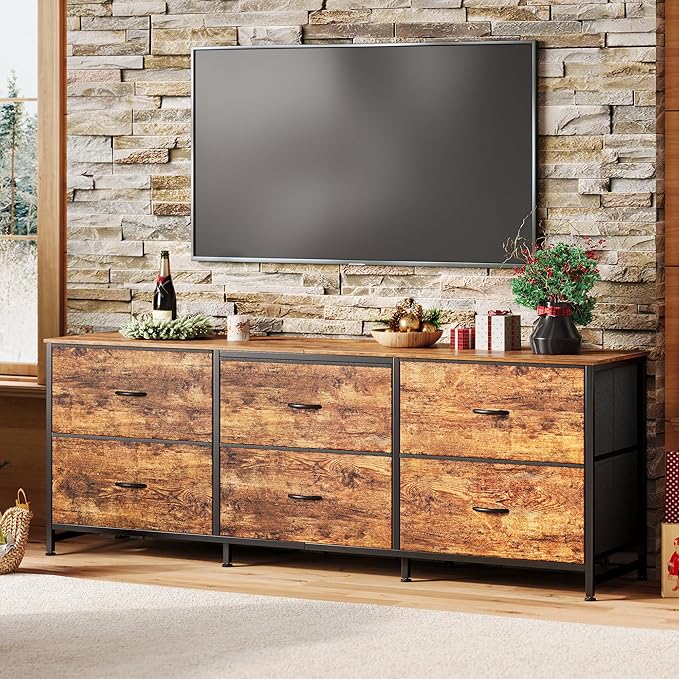 Huuger 63 Inch Long Dresser for Bedroom, Wide TV Stand for 55, 70 Inch TV - Image 9