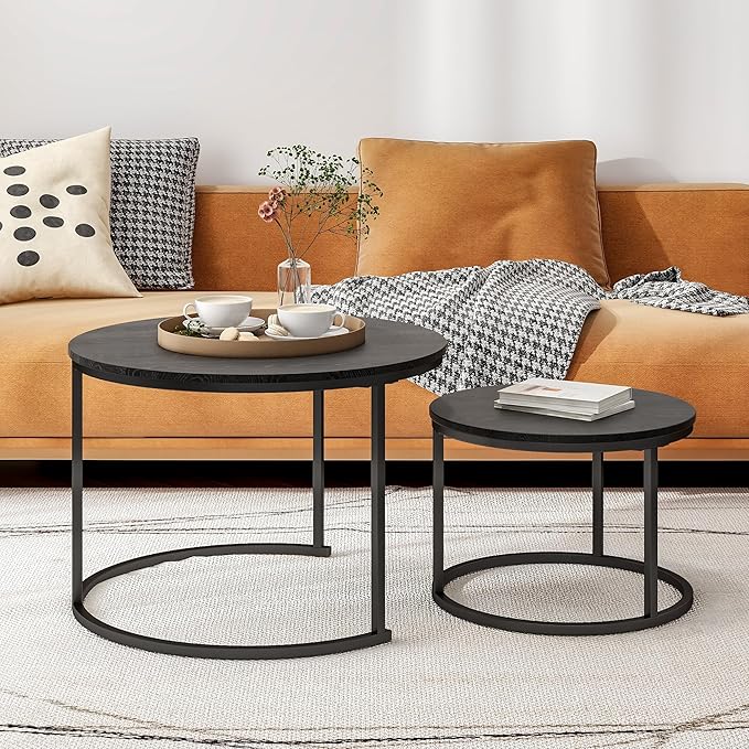 Round Coffee Table Set of 2 End Tables - Image 3