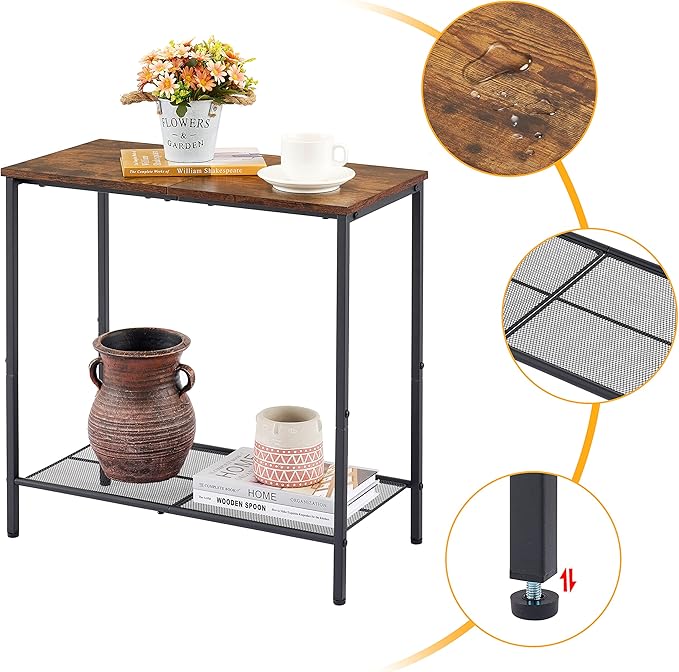 Hoctieon 2 Tier End Table, Sofa Side Table, Narrow Side Table - Image 7