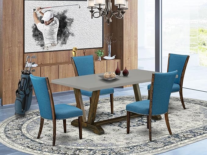 East West Furniture V797VE721-5 5 Piece Dining Room Table Set Includes a - Image 2