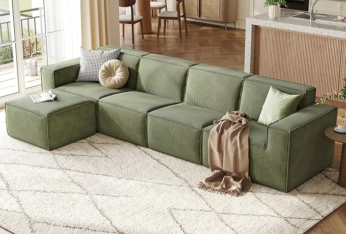 LINSY HOME Modular Sectional Sofa, Corduroy Sectional Cloud Couches by LINSYHOME