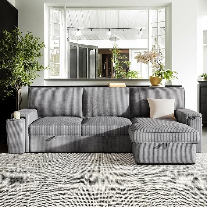96.1 Inch L-Shaped Convertible Sectional Sleeper Sofa - Image 3