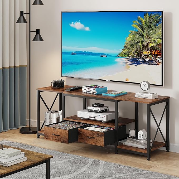 TV Stand with Fabric Drawers for 65 70 75 Inches TV - Image 5