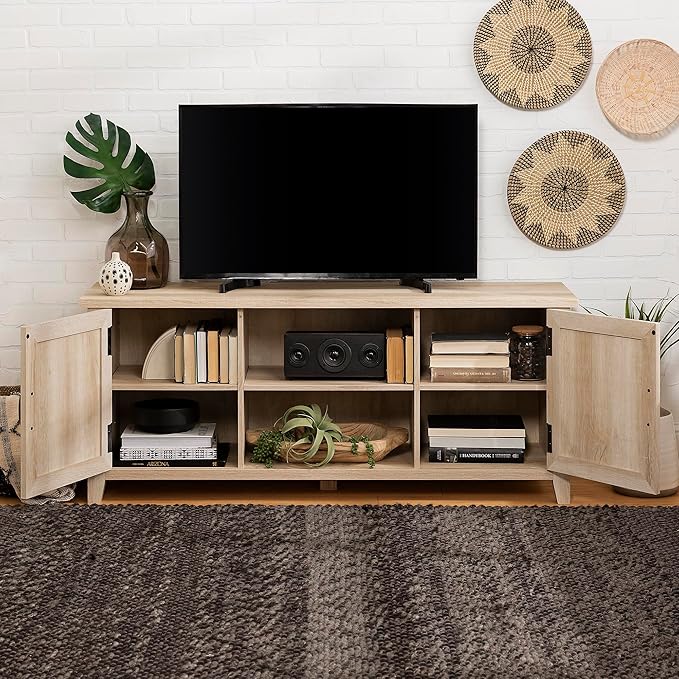 Walker Edison Buren Classic Grooved Door TV Stand - Image 5