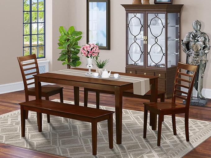 East West Furniture CAML5C-MAH-W 5 Piece Kitchen Table Set - Image 2