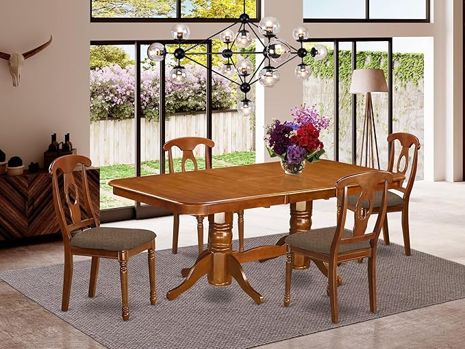 East West Furniture NANA5-SBR-C 5 Piece Dining Room Furniture Set Includes a - Image 2
