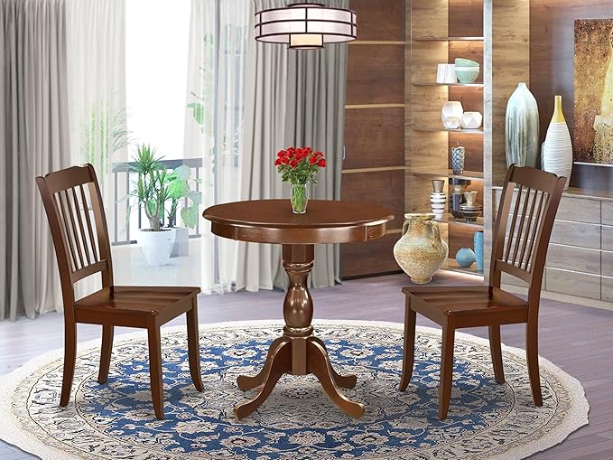 East West Furniture ESDA3-MAH-W 3 Piece Modern Dining Table Set Contains a - Image 2