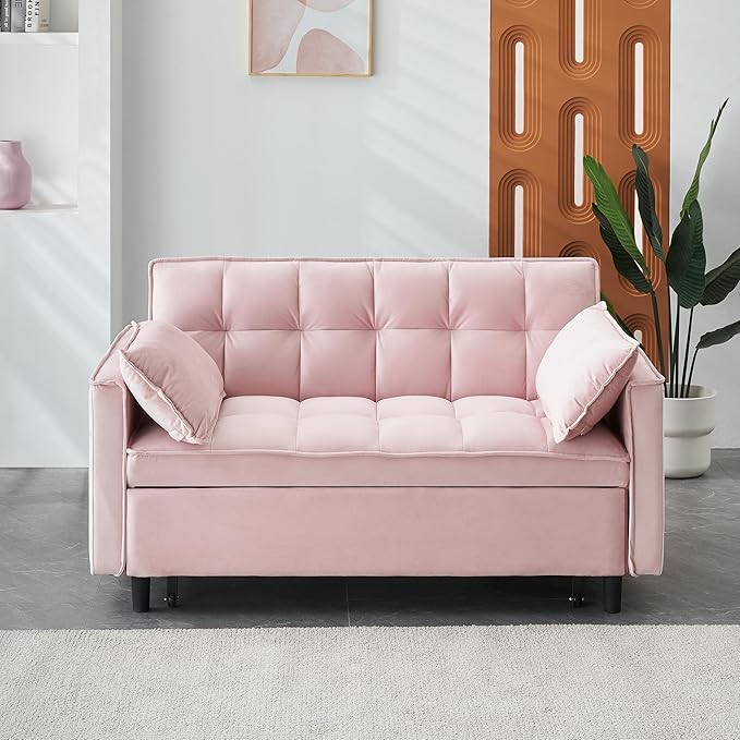Ball & Cast 3 in 1 Convertible Sleeper Sofa Bed, Velvet Futon Couch by BallCast