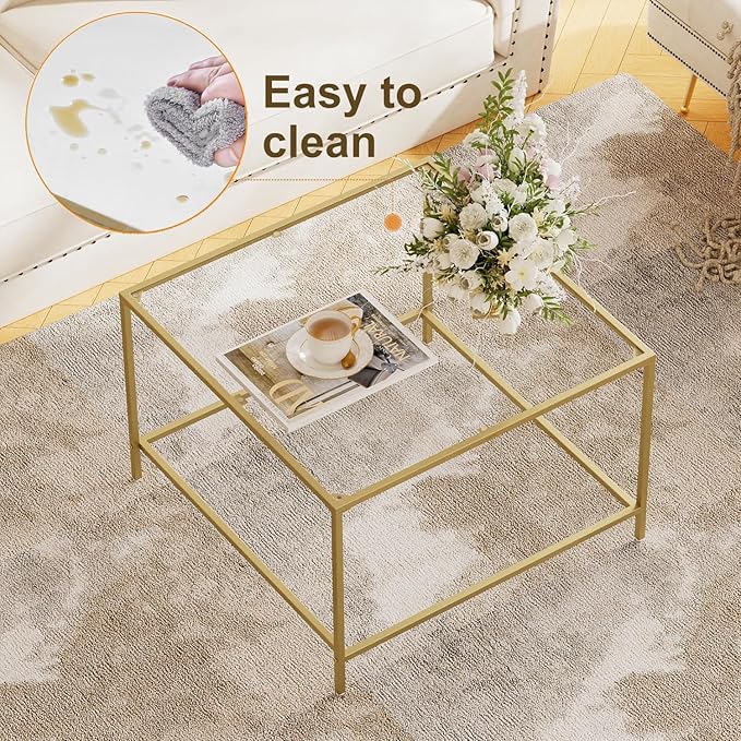 Glass Coffee Table, Modern Square Coffee Table - Image 7
