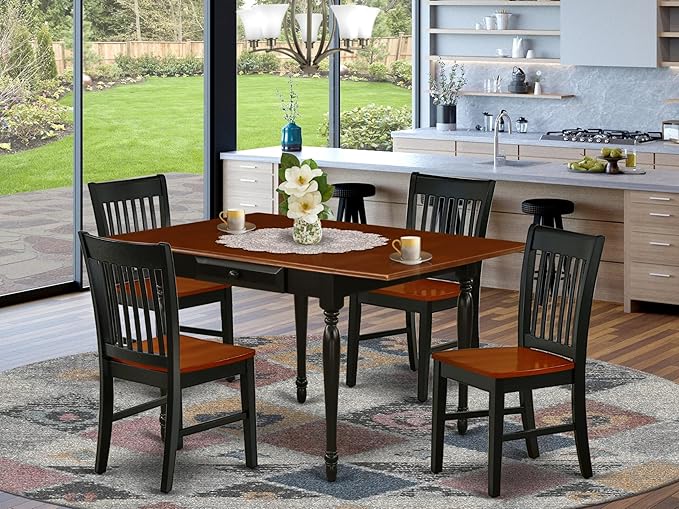 East West Furniture MZNO5-BCH-W 5 Piece Modern Dining Table Set Includes a - Image 2