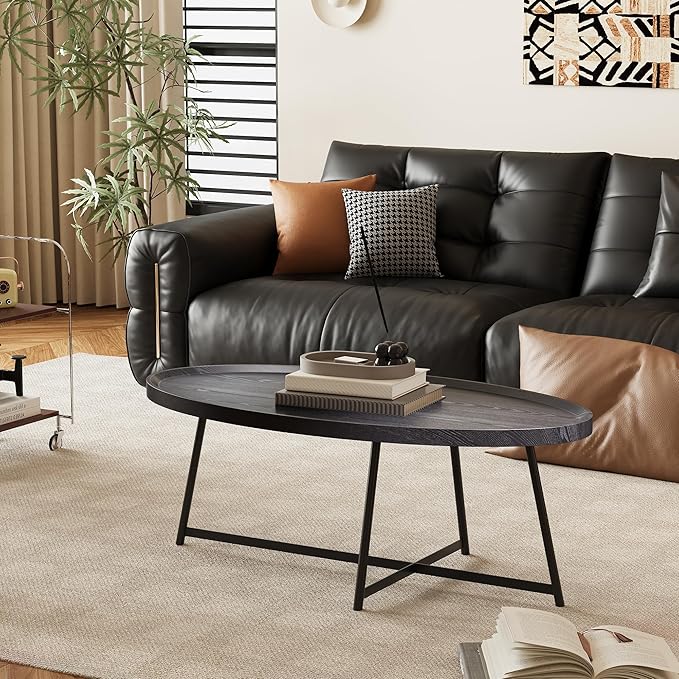 Modern Coffee Table, Oval Wood Coffee Tables Center Table - Image 5