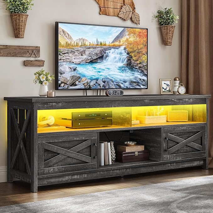 YITAHOME Farmhouse TV Stand for 65/75 Inch TV LED Entertainment Center by YITAHOME