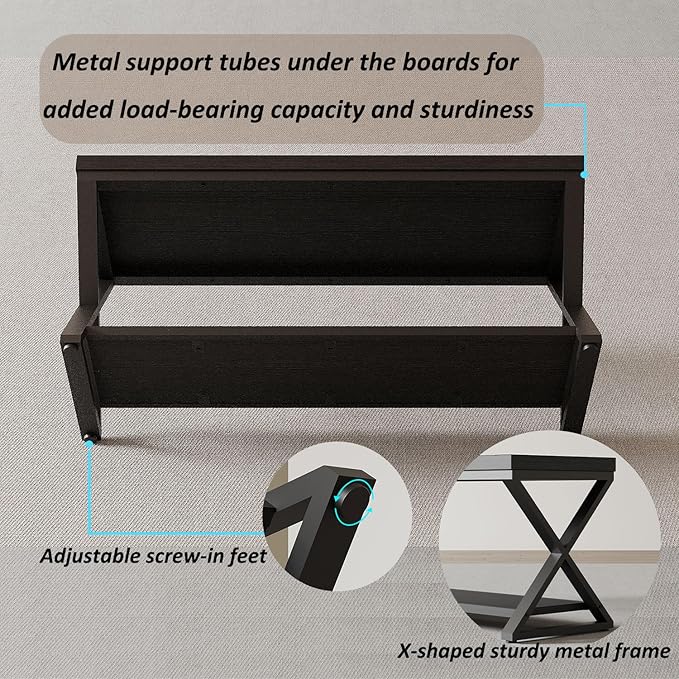 IBF Black Bench for Entryway, Farmhouse Entry Way Home Organizer Shoe Bench Seat - Image 4