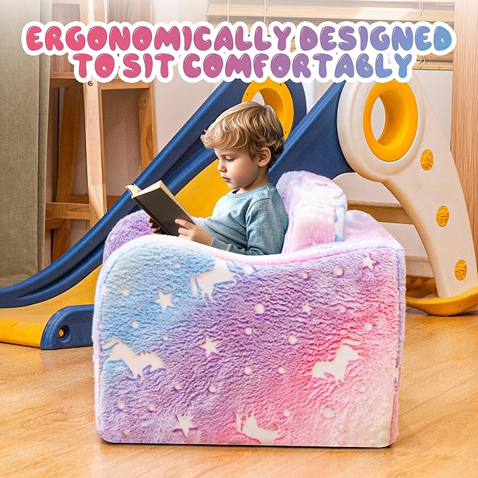 Lamerge 2-in-1 Toddler Couch, Glow in The Dark Baby Floor Bed, Foldable Toddler - Image 4