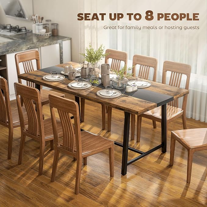 HOMCOM Industrial Dining Table for 8 People, 70.9" Long Rectangular Kitchen - Image 6