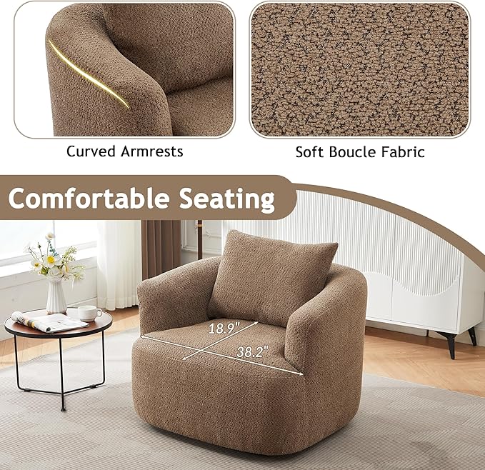 Merax Modern Cozy Chenille 360° Swivel Sofa Chair - Image 4