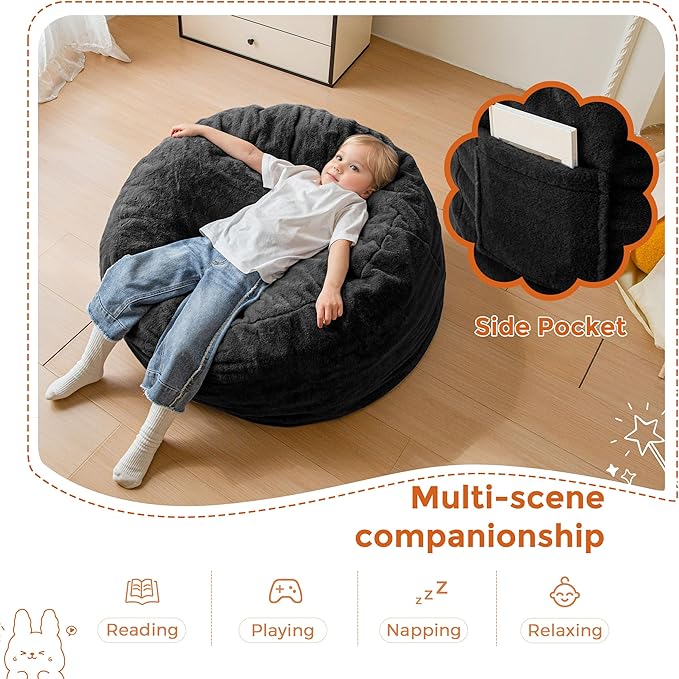 MAXYOYO Kids Bean Bag Chair, Stuffed Faux Fur Bean Bag - Image 3