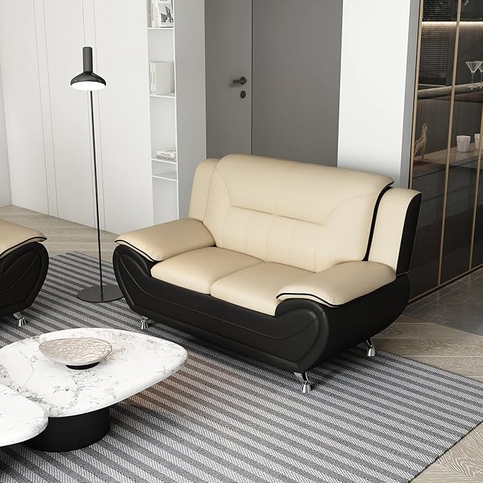 Container Furniture Direct Michael Modern Faux Leather Upholstered Stainless - Image 3