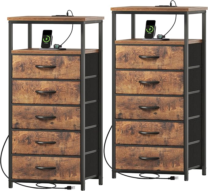 Huuger 5 Drawers Dresser with Charging Station, Dresser by Huuger