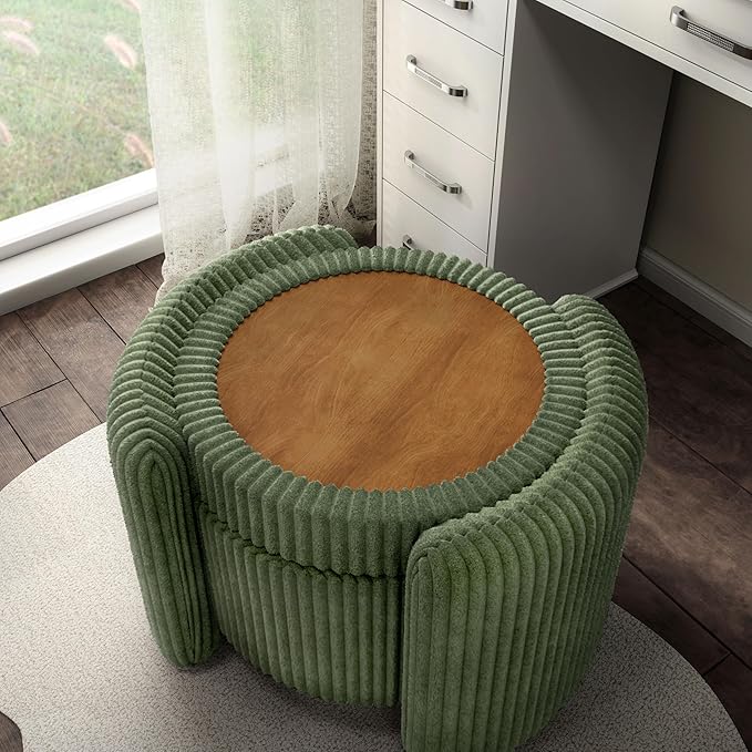 Furniture of America Lennox Modern Chenille 25-inch Round Storage Ottoman - Image 10