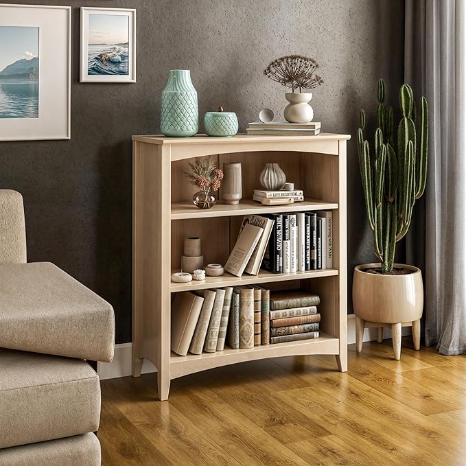 Camaflexi Shaker Style 3 Shelf Bookcase/Solid Wood / 36" High/Adjustable - Image 3