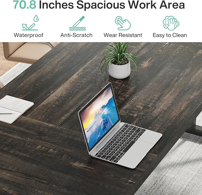 Tribesigns 70.8-Inch Executive Desk, Large Computer Office Desk Workstation - Image 6