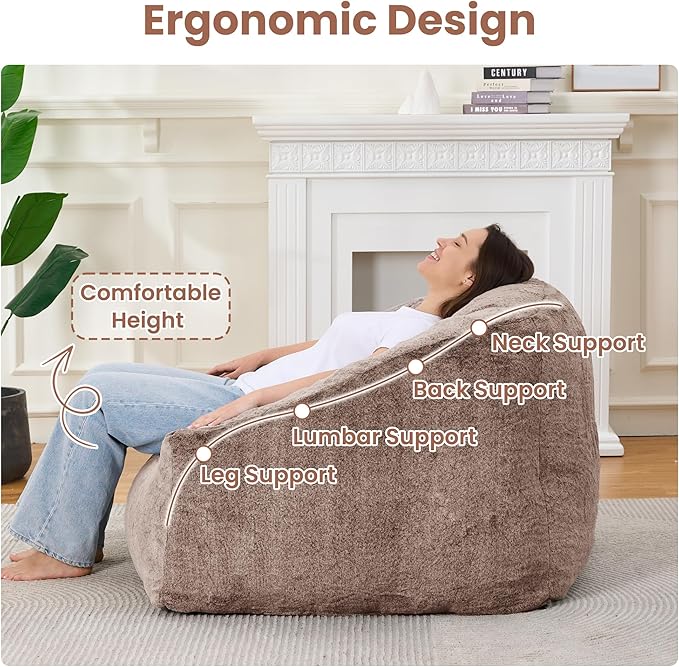 Bean Bag Chairs for Adults, Giant Beanbag Sofa Comfy Reading Chair, Oversized - Image 4