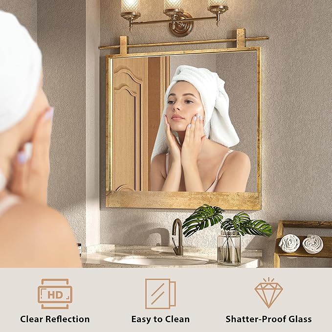 24x24 Inch Square Bathroom Vanity Mirror - Image 3