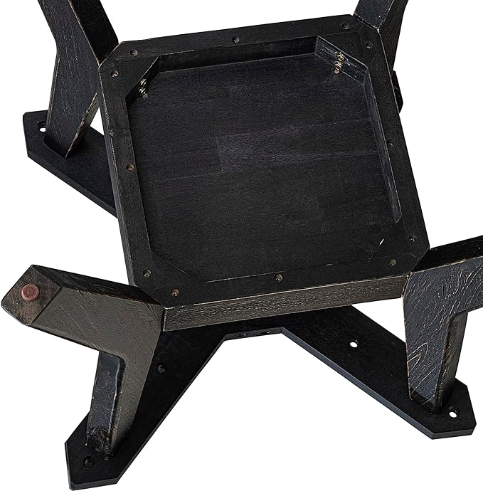 F58-11-TP - Kitchen Table with Acacia Wood Round Tabletop, Sand Blasted Black - Image 10