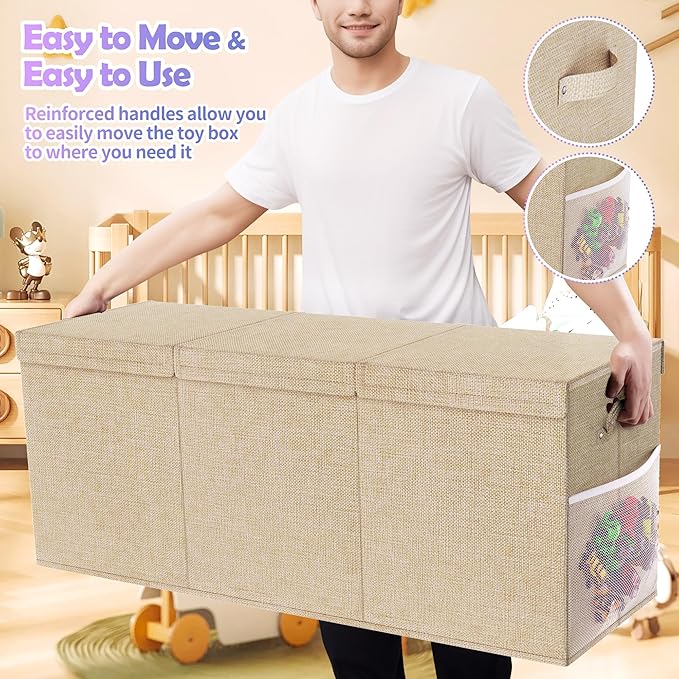 Extra Large Toy Box, Collapsible Sturdy Kids Toy Chest - Image 5