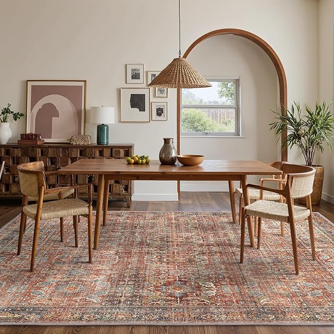 GENIMO 4x6 Area Rugs for Living Room, Machine Washable Non Slip Vintage Rugs - Image 3