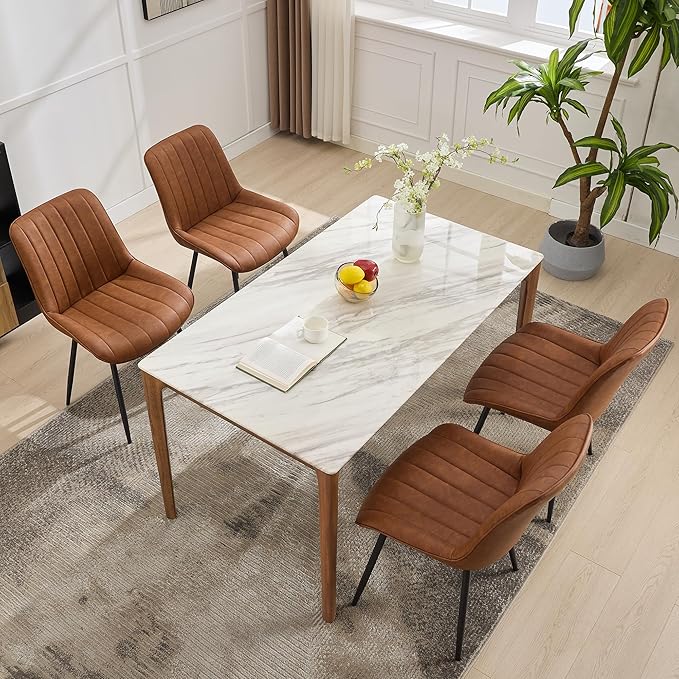 Dining Chairs Set of 2, Upholstered PU Leather Kitchen & Dining Chairs - Image 5