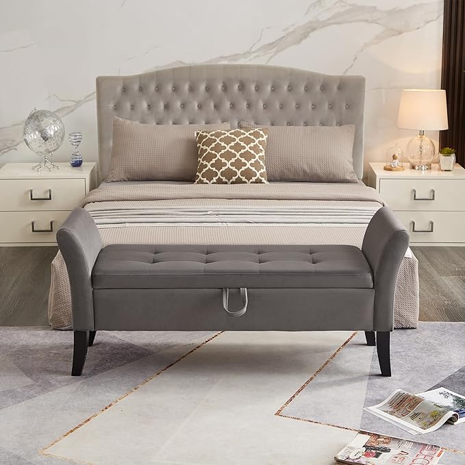 Furniliving 51” Bedroom Bench, End of Bed Bench - Image 3