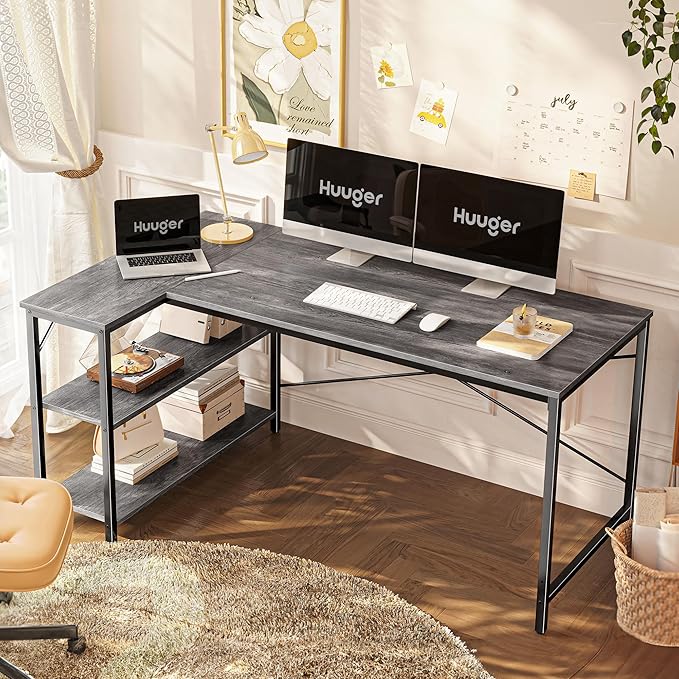 Huuger L Shaped Desk, 55 Inches Computer Desk - Image 2