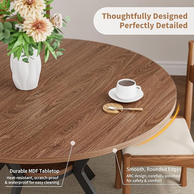 42" Round Dining Table for 4, Farmhouse Kitchen Table - Image 4