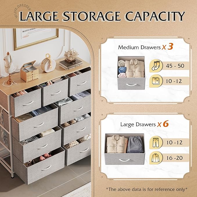 WLIVE 9-Drawer Dresser, Fabric Storage Tower - Image 6