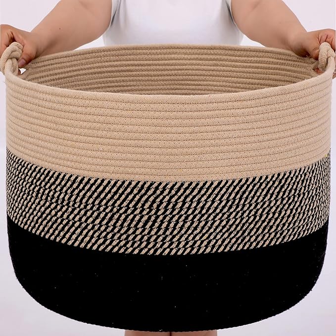 KAKAMAY Large Blanket Basket, Woven Rope Baskets - Image 9
