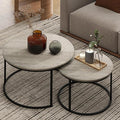 Nesting Tables Set of 2, 31.5" Round Coffee Table, Small Nesting Coffee Table by Otterease