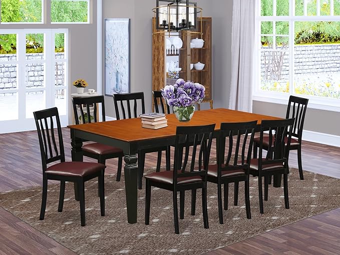 East West Furniture LGAN9-BCH-LC 9 Piece Kitchen Table & Chairs Set Includes a - Image 2