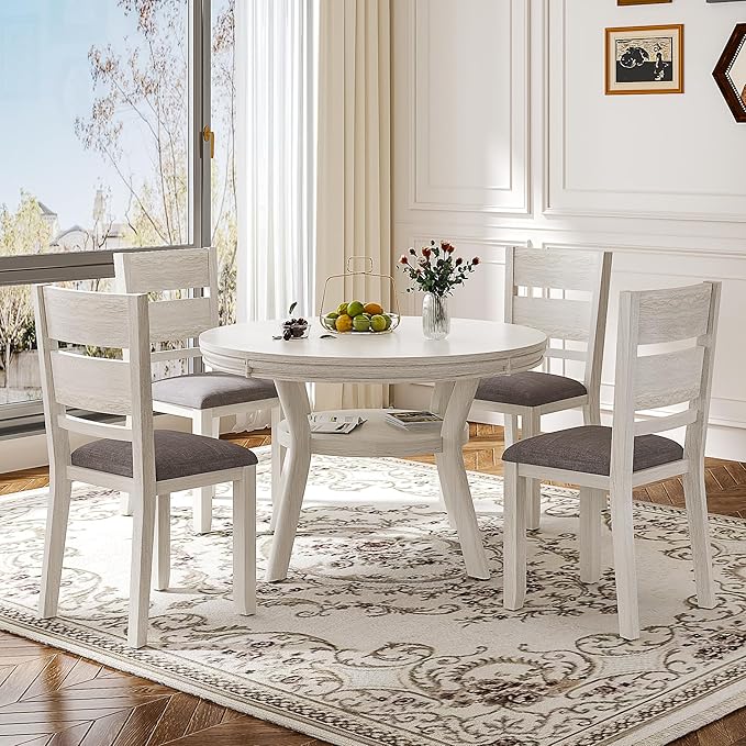 5-Piece Solid Wood Dining Table Set - Image 6