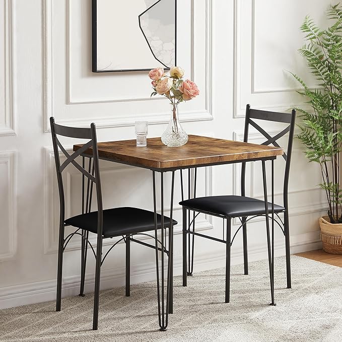 VECELO 3-Piece Dining Room Kitchen Table and Pu Cushion Chair Sets - Image 6