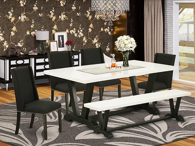 East West Furniture V627FL624-6 6 Piece Dining Room Table Set Contains a - Image 2