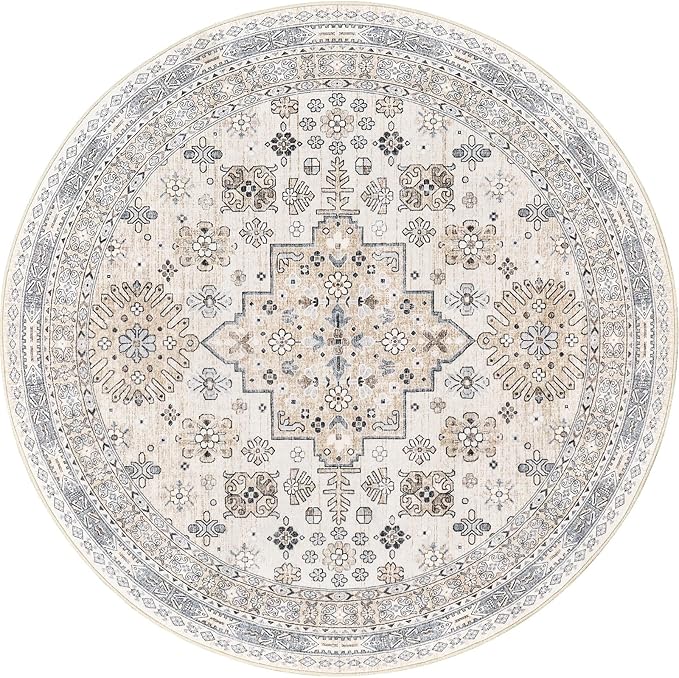 zesthome 8ft Round Rugs for Living Room, Non-Slip Washable Round Area Rugs - Image 2